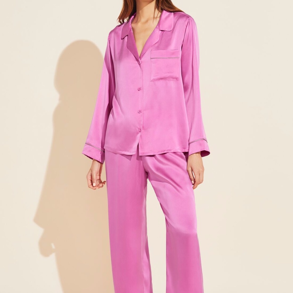 Eberjey Pink 100% Silk Pajama Set